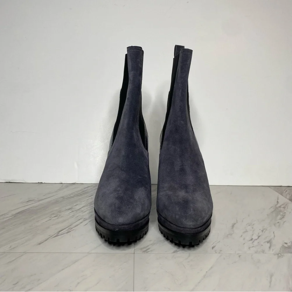 All Saints Sahara Gray Suede Snakeskin Heeled Boot 11 - Picture 2 of 16